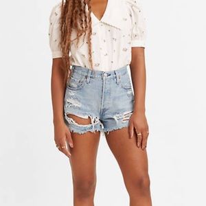 Levi 501 Distressed High Rise Shorts